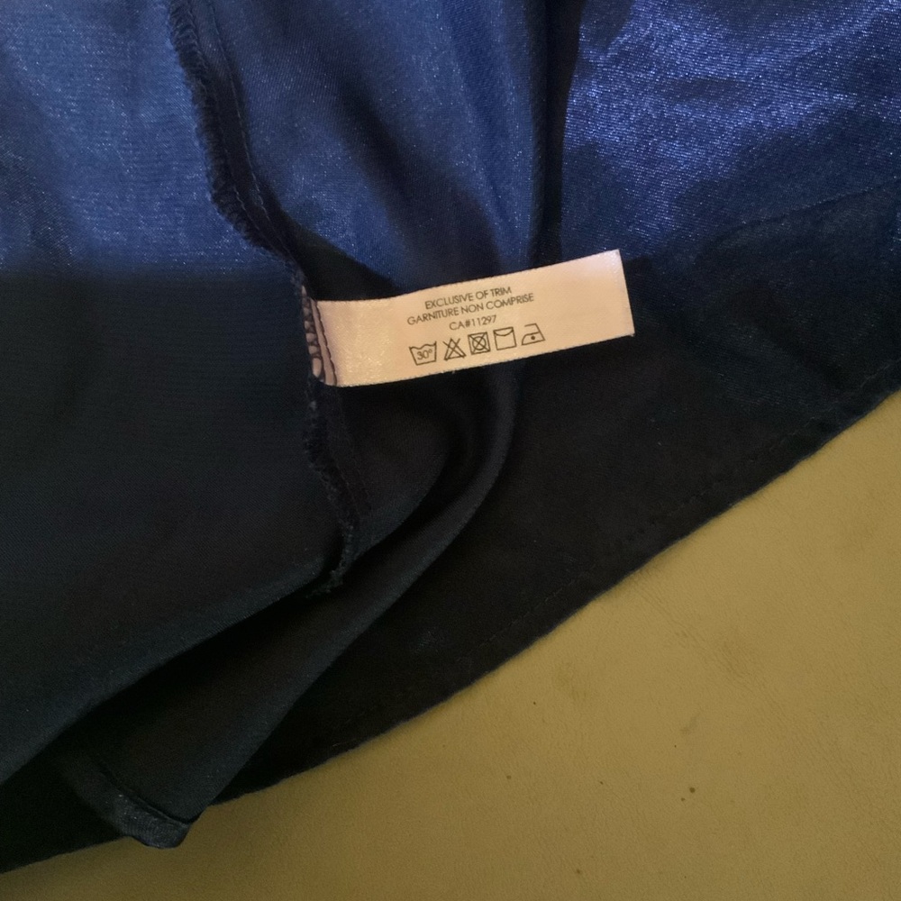La Vie En Rose Women’s Satin Navy Blue Slip Dress, Back Tie Belt Nautical Size L - Picture 6 of 8